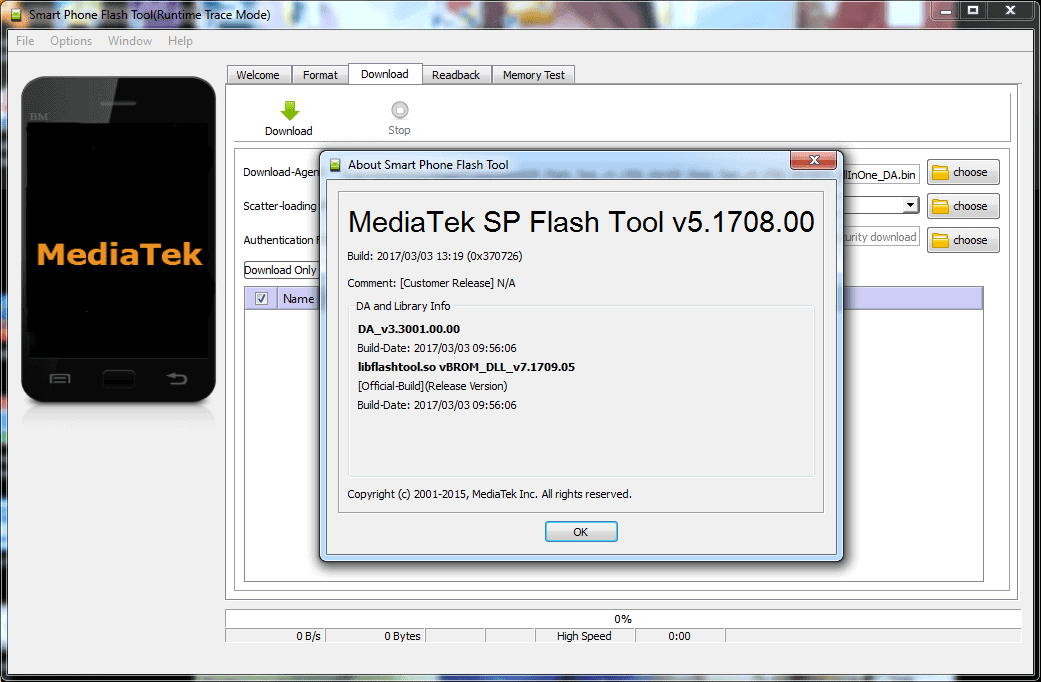 SP Flash Tool v5.1708