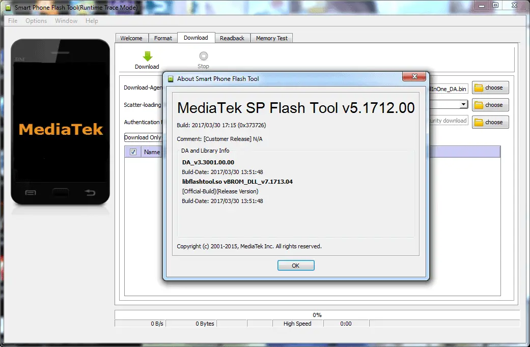 SP Flash Tool v5.1712