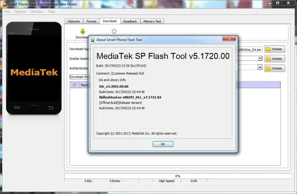 SP Flash Tool v5.1720