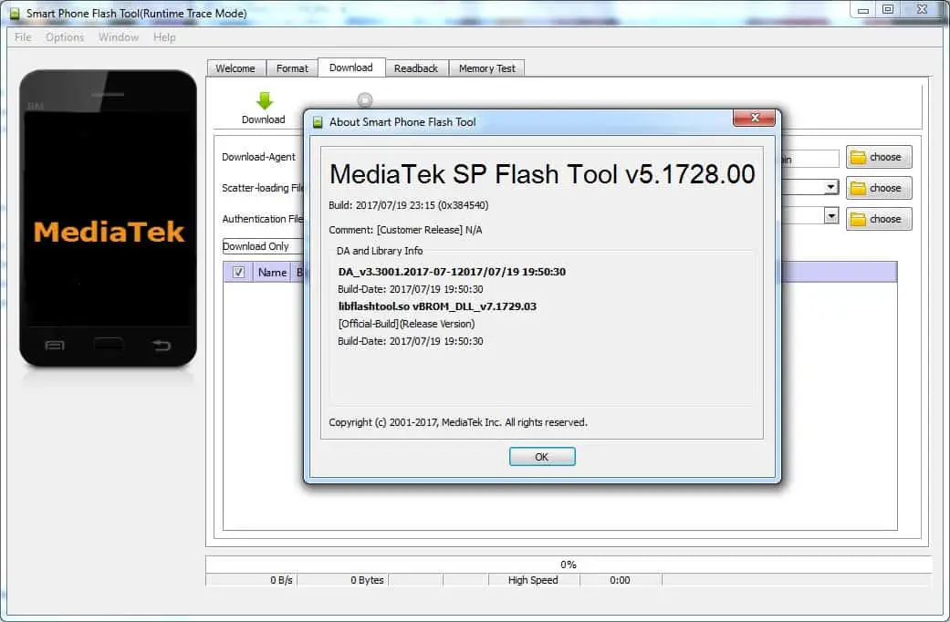 SP Flash Tool v5.1728
