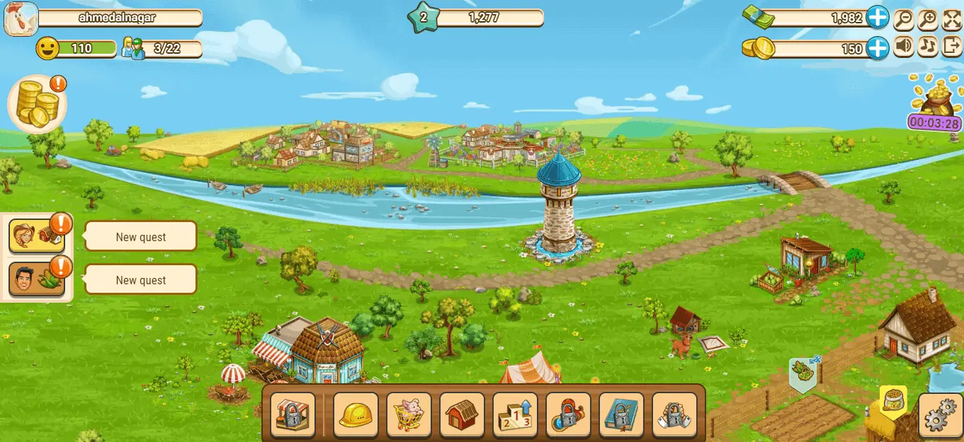 صورة من داخل اللعبة من الطريقة الاولي لعب المزرعة السعيدة بواسطة المتصفح