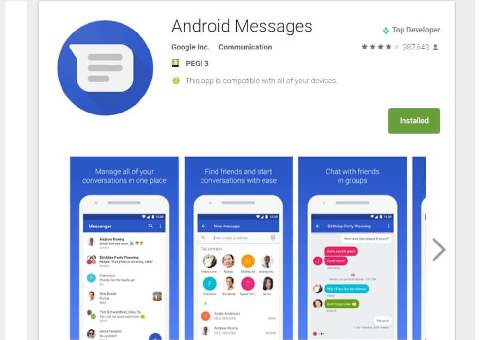 تطبيق Android Messages